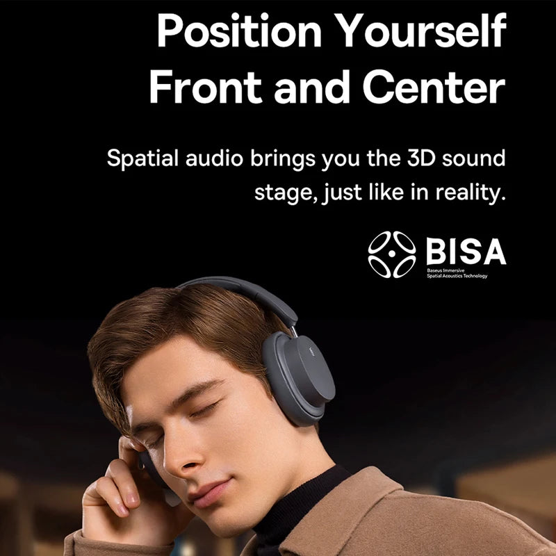 Baseus Bowie D05 Wireless Headphone 3D Spatial Audio Earphone Bluetooth 5.3 Headset 40mm Driver Foldable Over Ear Headphone 70H