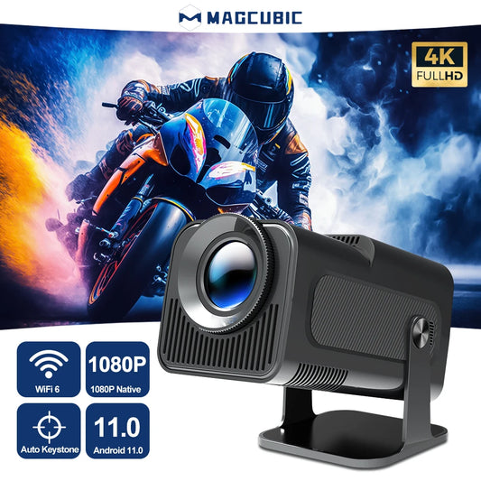 Magcubic HY320 Projector - Android 11, 4K Native, 390 ANSI Lumens, Dual Wi-Fi 6, Bluetooth 5.0, Portable Home Cinema