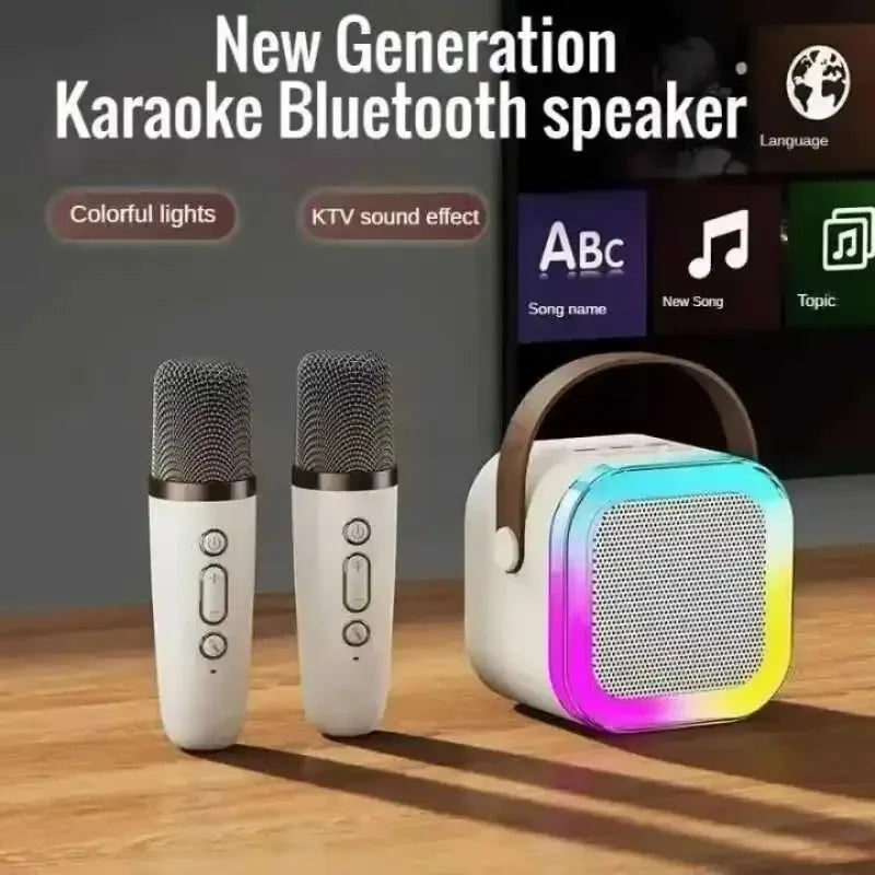 Bluetooth K12 Karaoke Machine Portable 5.3 PA Speaker System with 1-2 Wireless Microphones