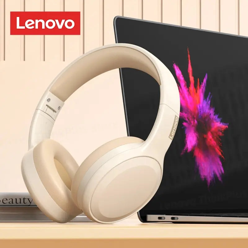 Lenovo TH30 Wireless Bluetooth 5.3 Headphones - Foldable Gaming Headset with Mic, 250mAh Battery, Noise-Cancelling