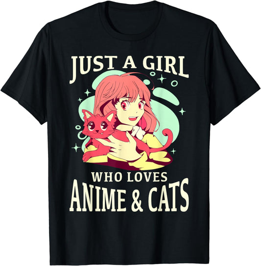 Just a Girl Who Loves Anime and Cats. Anime Merch Anime Girl T-Shirt