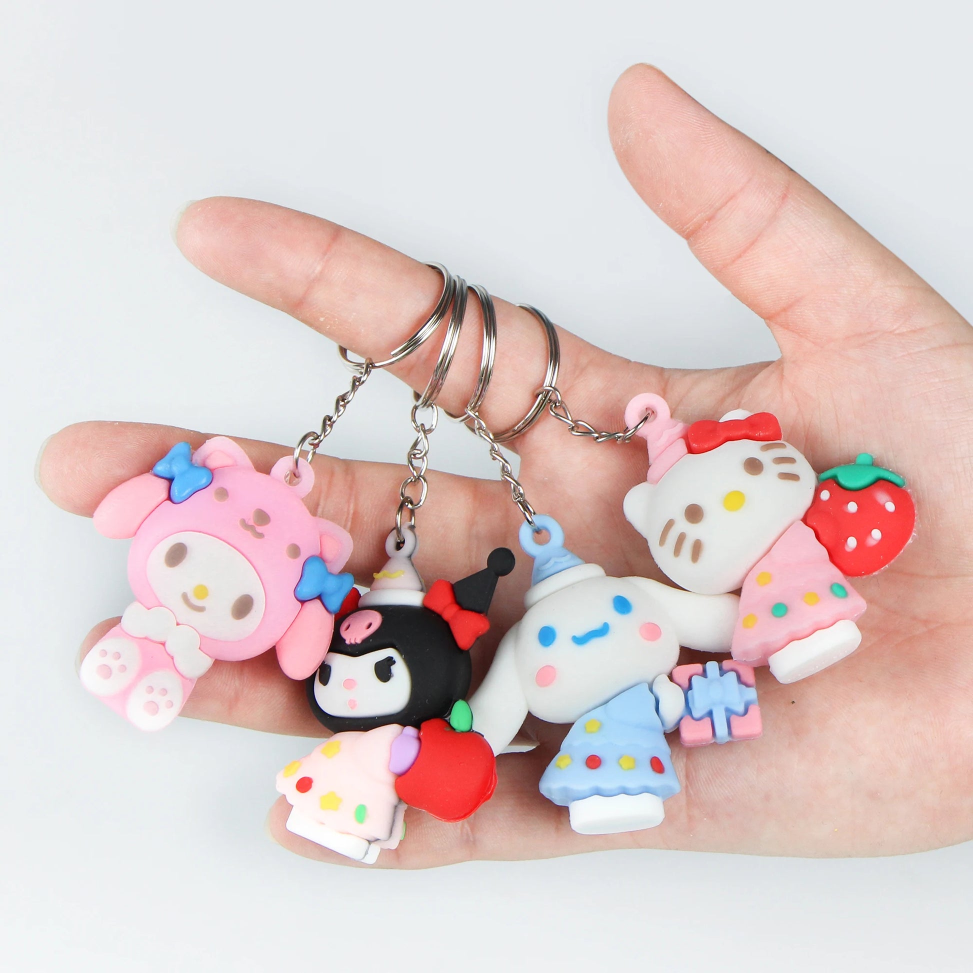 24Pcs/Set Kawaii Sanrio Anime Figures Keychain Pendant Kuromi Cinnamoroll Hello Kitty Action Figures Keychain for Kids Toy Gifts