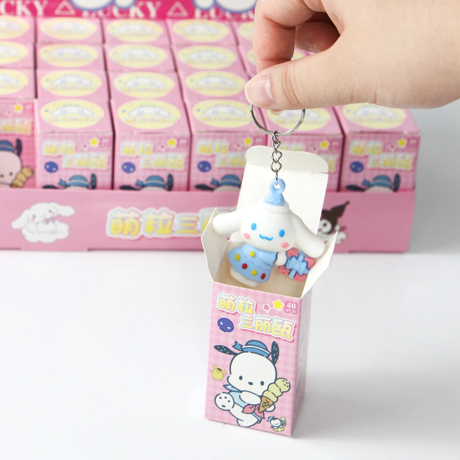 24Pcs/Set Kawaii Sanrio Anime Figures Keychain Pendant Kuromi Cinnamoroll Hello Kitty Action Figures Keychain for Kids Toy Gifts