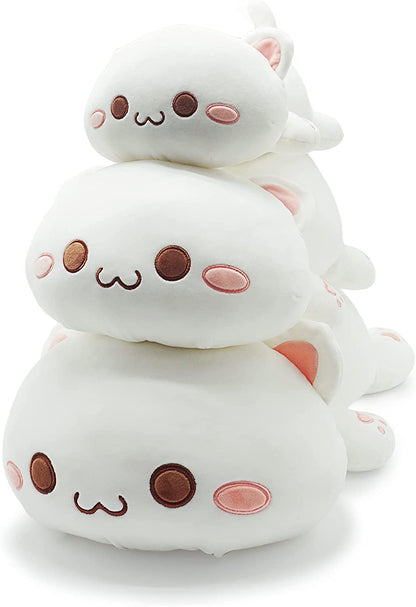 Cute Kitten Plush Toy Stuffed Animal Pet Kitty Soft Anime Cat Plush Pillow for Kids (White A, 20")