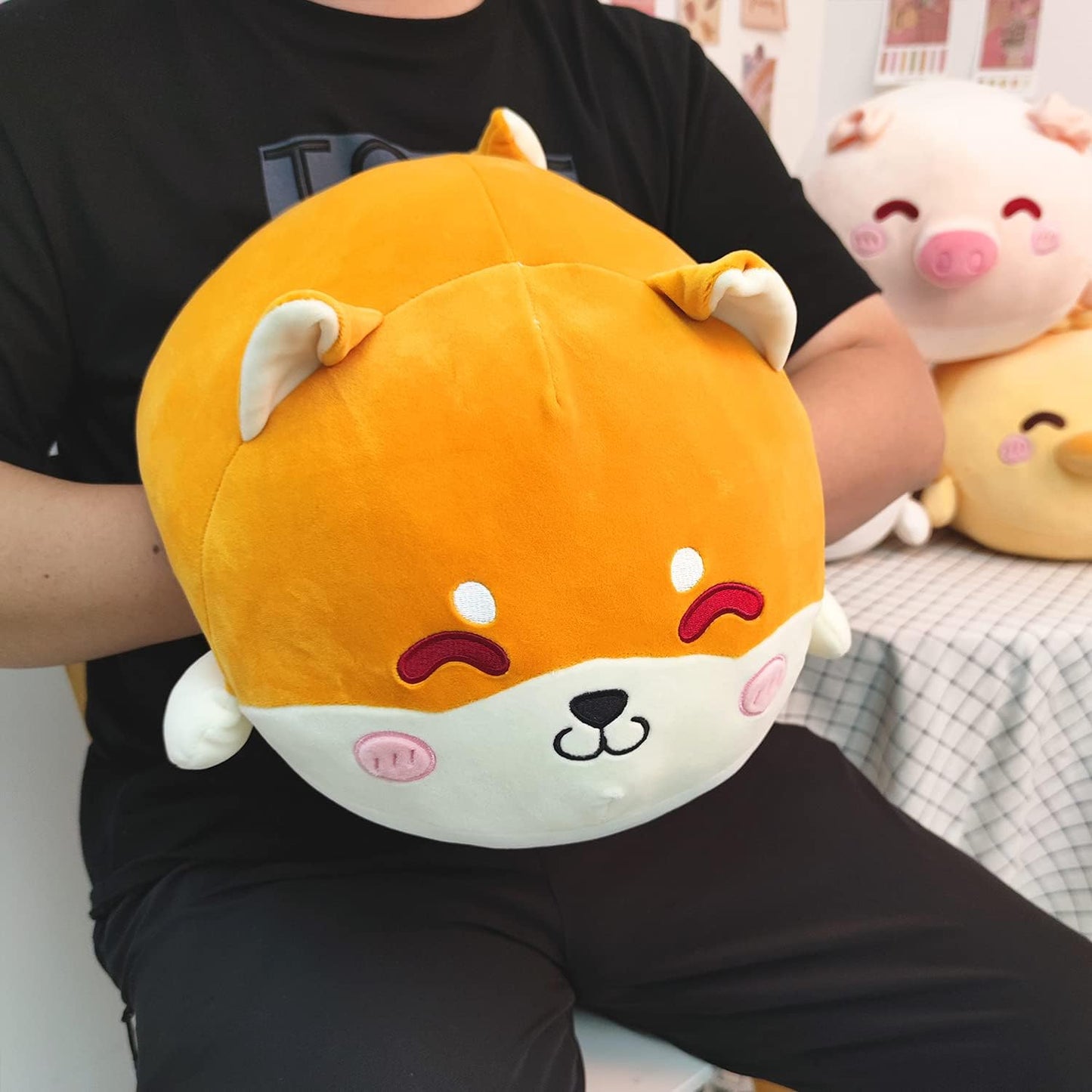 Shiba Inu Plush Pillow Stuffed Animal Cute Plush Toy Squishy Anime Corgi Plushie Fluffy Kawaii Soft Hugging Pillow for Kids Boys Girls