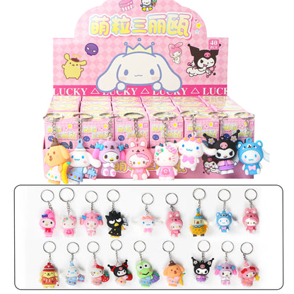 24Pcs/Set Kawaii Sanrio Anime Figures Keychain Pendant Kuromi Cinnamoroll Hello Kitty Action Figures Keychain for Kids Toy Gifts