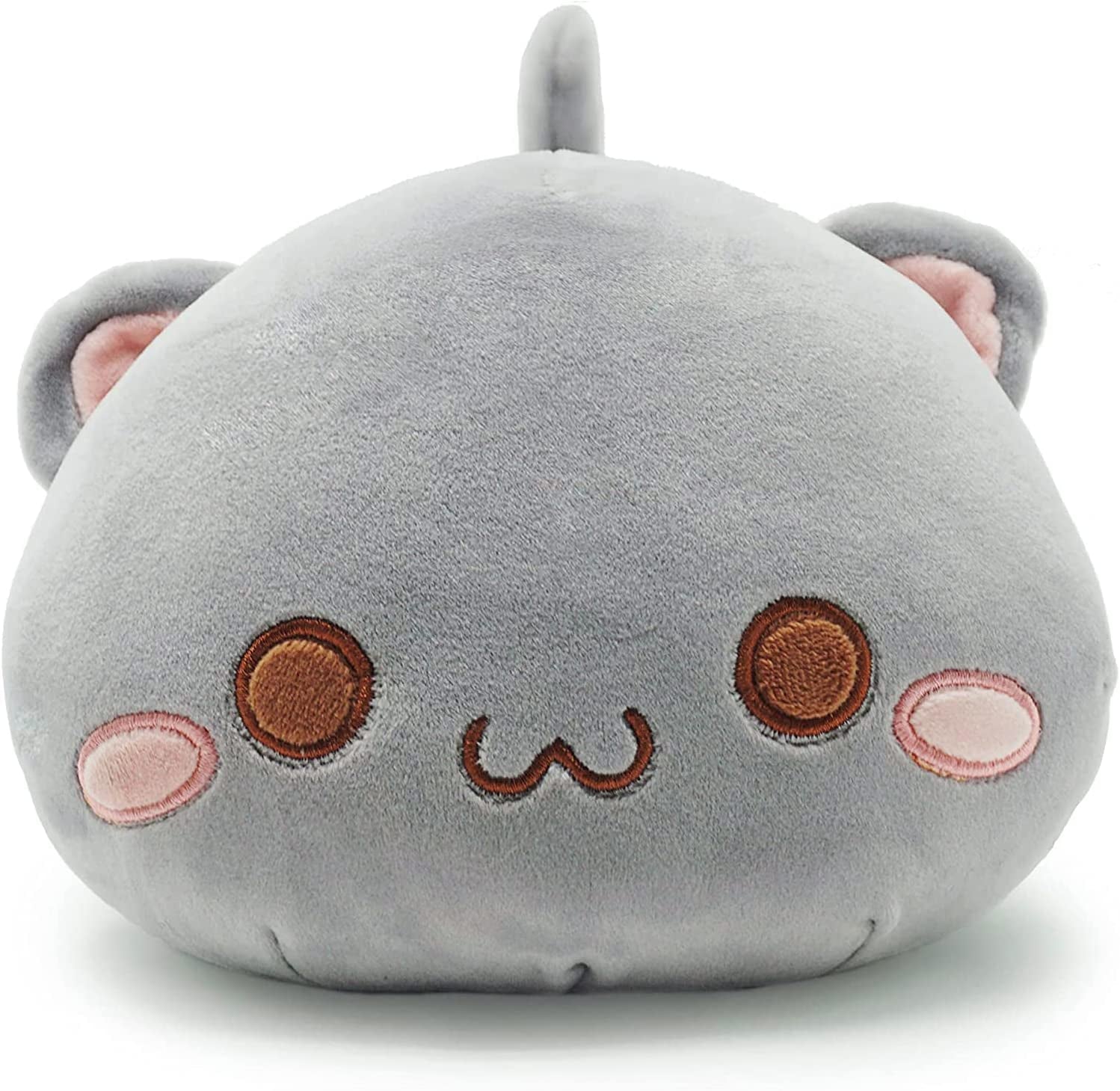 Cute Kitten Plush Toy Stuffed Animal Pet Kitty Soft Anime Cat Plush Pillow for Kids (Gray A, 12")