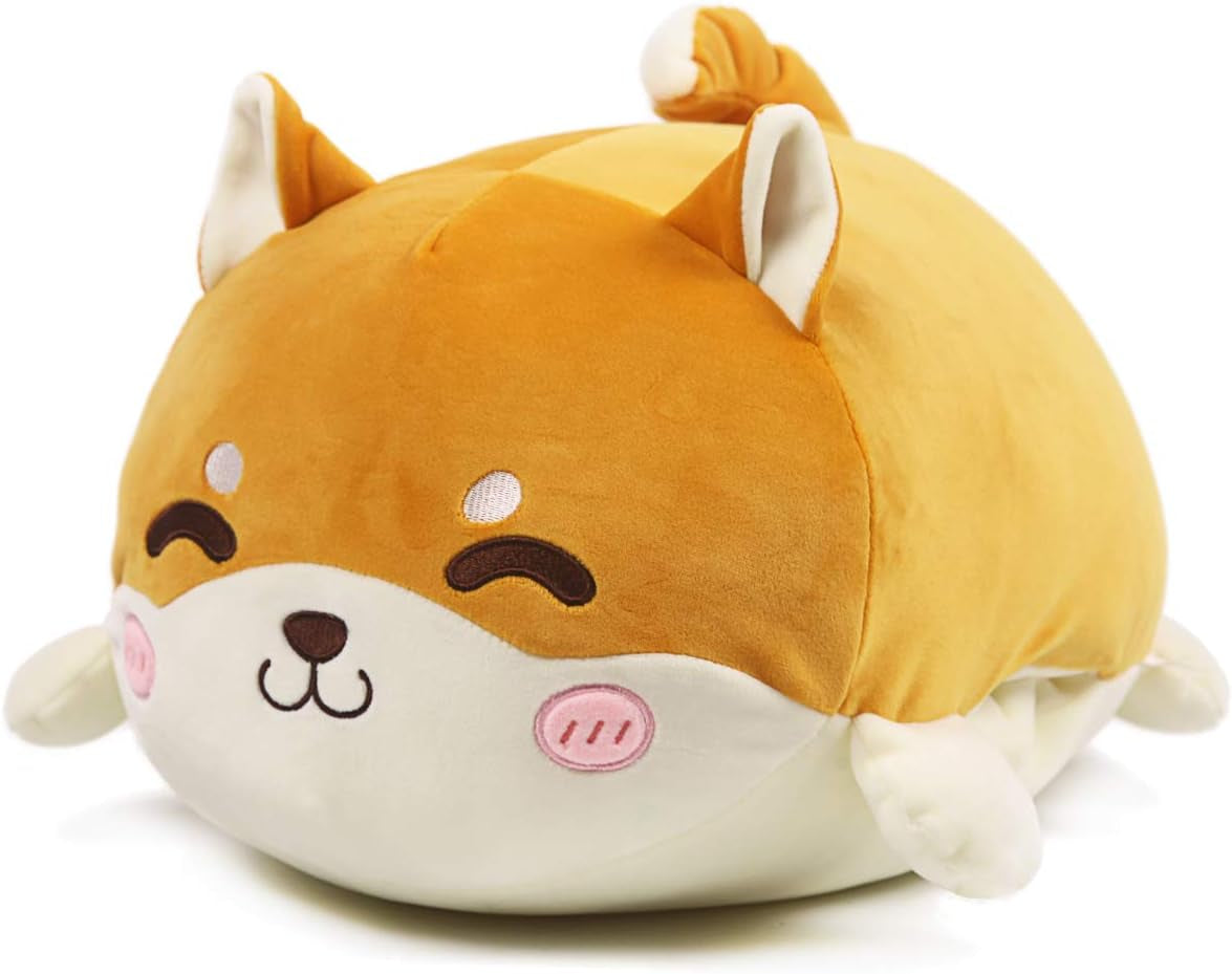 Shiba Inu Plush Pillow Stuffed Animal Cute Plush Toy Squishy Anime Corgi Plushie Fluffy Kawaii Soft Hugging Pillow for Kids Boys Girls