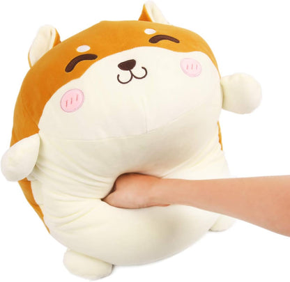 Shiba Inu Plush Pillow Stuffed Animal Cute Plush Toy Squishy Anime Corgi Plushie Fluffy Kawaii Soft Hugging Pillow for Kids Boys Girls